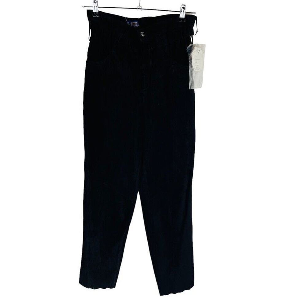 Vintage‎ New Don't Stop Womans Sz Medium Black Suede Leather Pants NWT